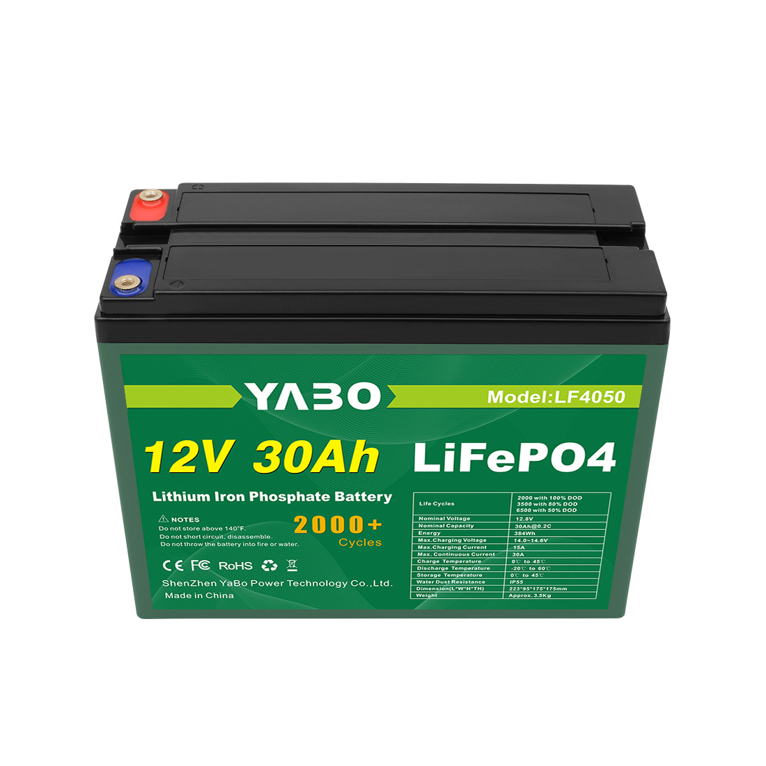 12V 30Ah Replaceable-cell LiFePO4 Battery for Yachts